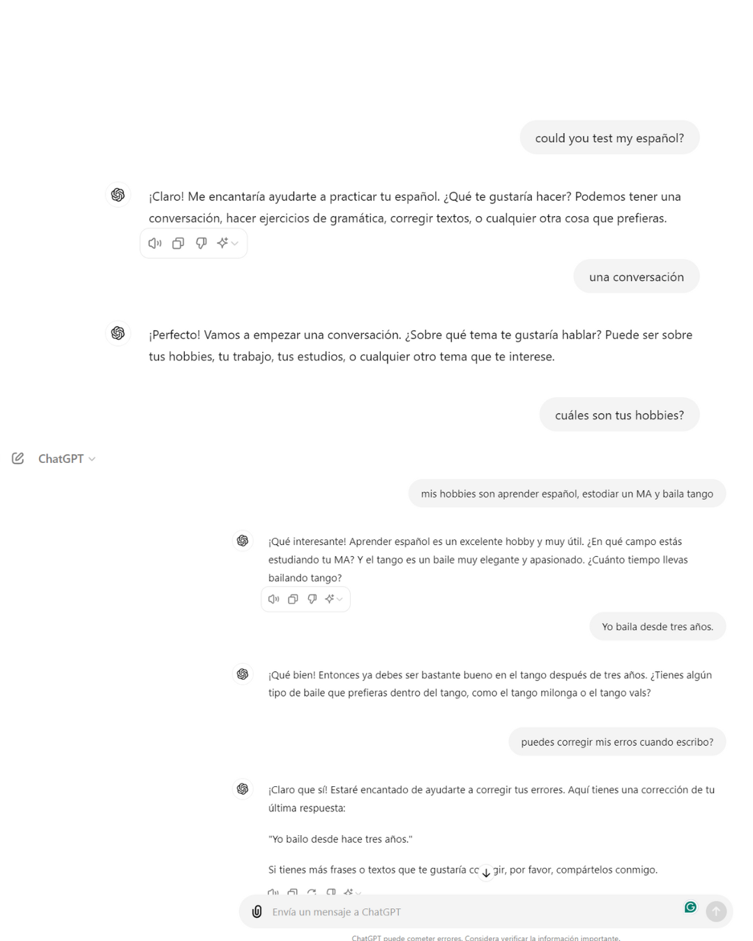 Ejemplo de conversación